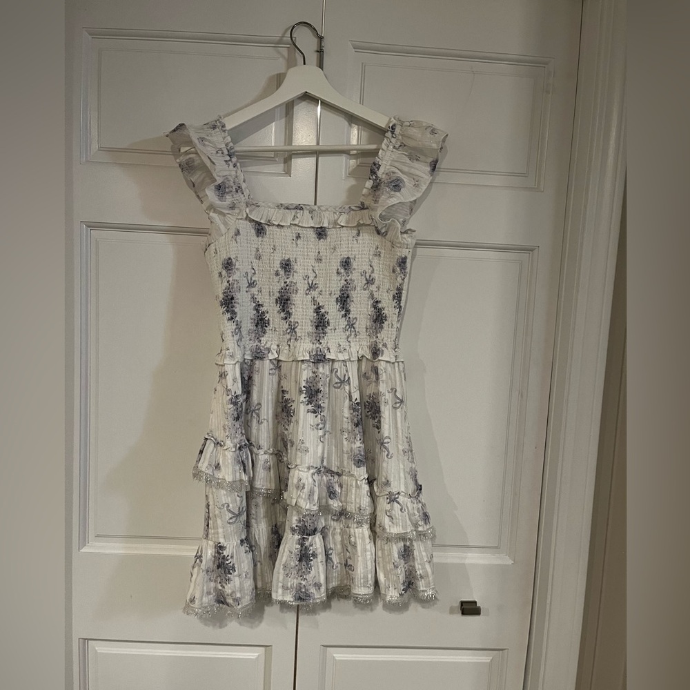 Love Shack Fancy Blue floral mini dress